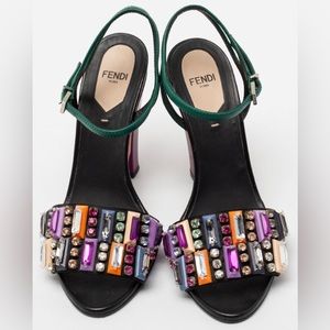 Fendi Fantasia Multicolor Crystal Embellished Sandals - Size 38.5 - never worn!!